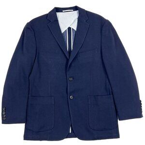 Bensol Mens Size Medium Sport Coat Jacket Navy Blue Cotton Unlined Unstructured